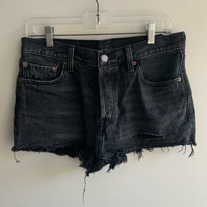 Levi 501 black Distressed Shorts